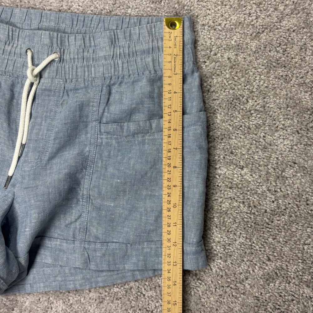 Athleta Cabo Linen 4" Short Blue Heathered Drawstring Waist 447245 Womens Size 8 - Picture 10 of 11